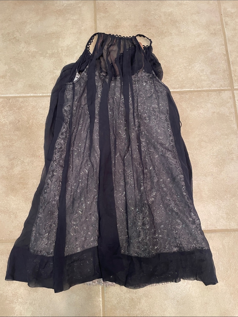 NWOT BCBGMaxAzria Metallic Lace Dress With Button Detailing - Picture 2 of 6